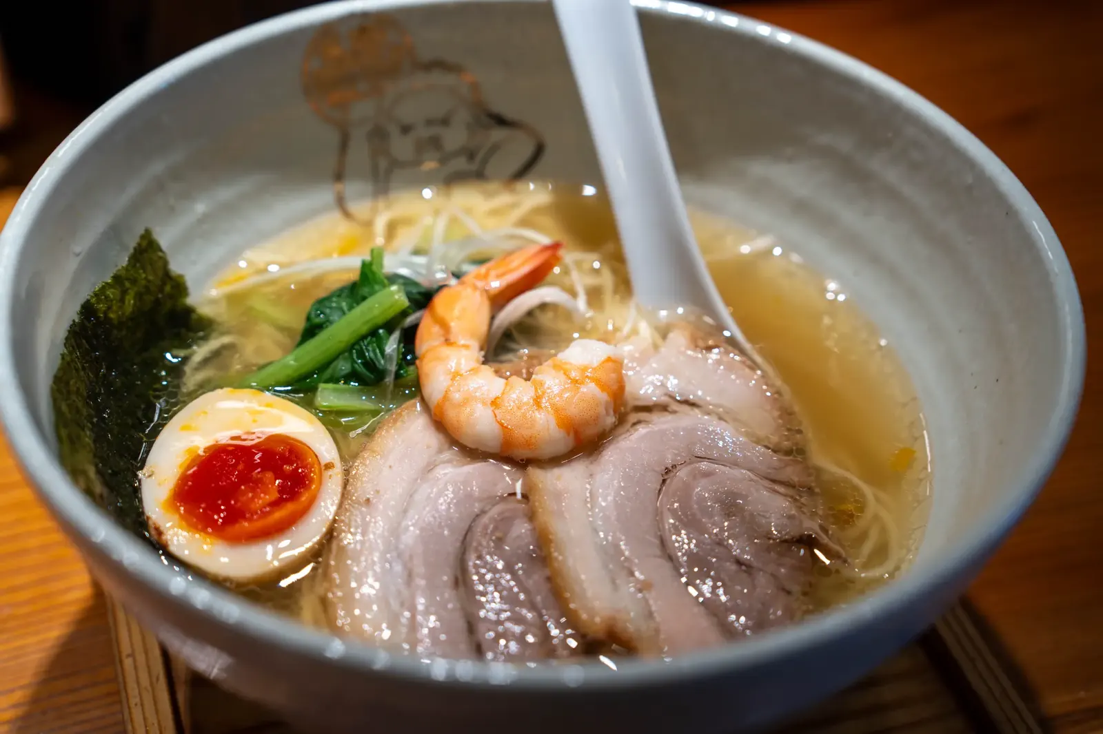 Clear golden shio broth